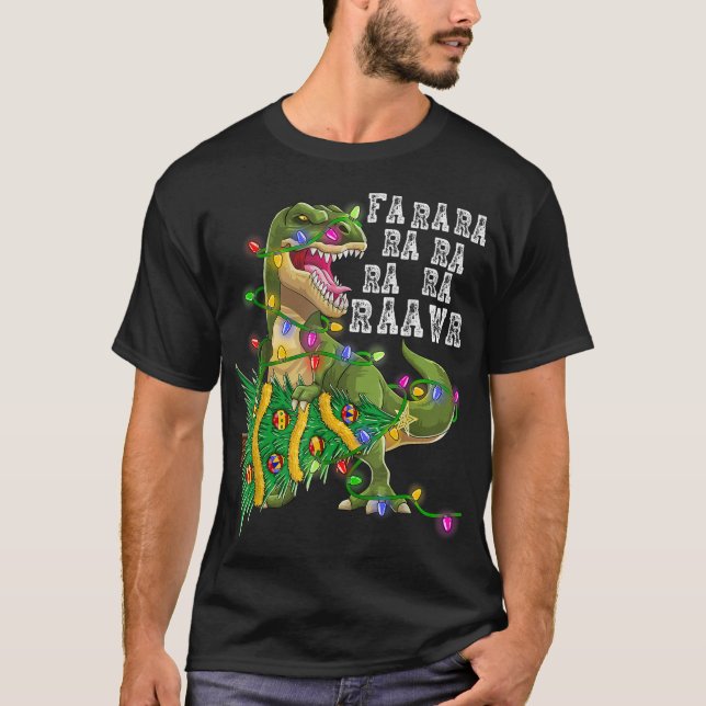 Camiseta Navidades de dinosaurios Fa Ra Rawr Rex Boys Xmas  (Anverso)