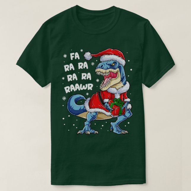 Camiseta Navidades de dinosaurios Fa Ra Rawr T rex Santa Bo (Diseño del anverso)