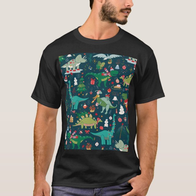 Camiseta Navidades de dinosaurios: Feliz Año Nuevo (Anverso)