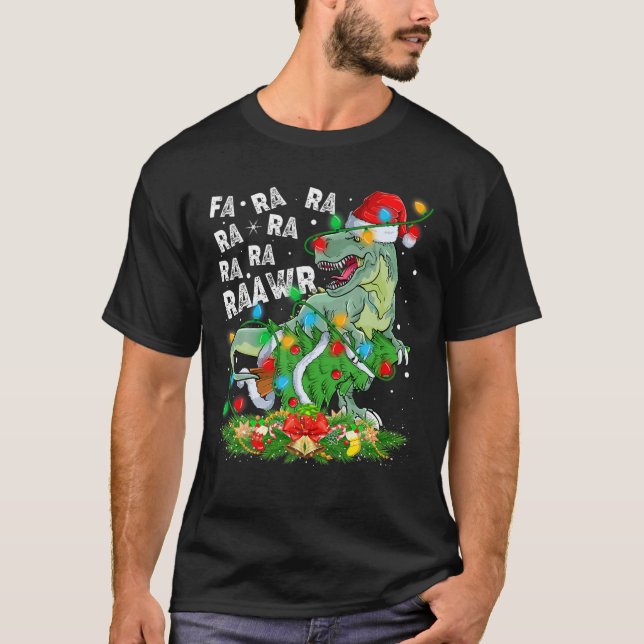 Camiseta Navidades De Dinosaurios Iluminan Árbol De Ra Ra (Anverso)