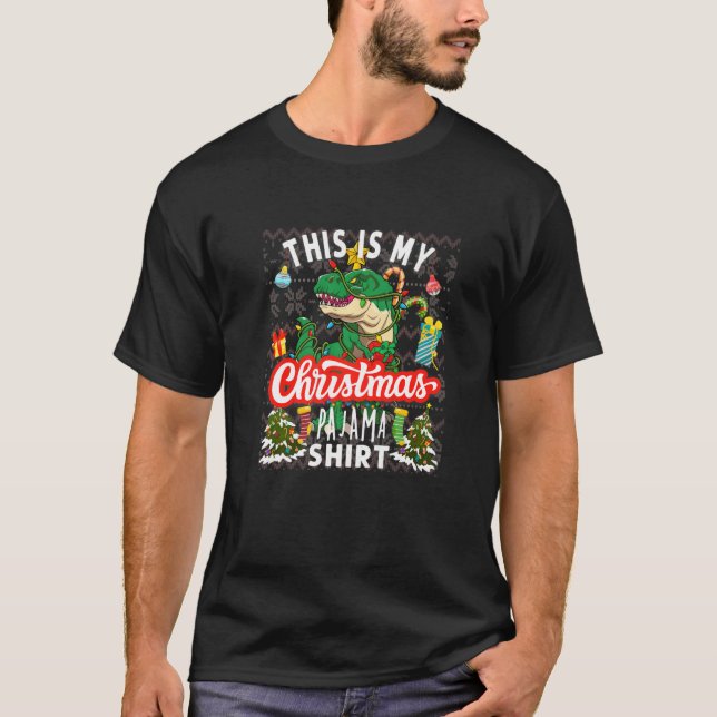 Camiseta Navidades De Dinosaurios Niños Árbol Rex Este Es M (Anverso)