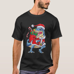 Camiseta Navidades de dinosaurios Santa Claus T Rex Boys Fu