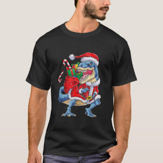 Camiseta Navidades de dinosaurios Santa Claus T Rex Boys Fu