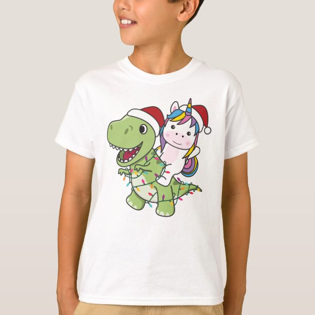 Camiseta Navidades de dinosaurios Unicorn Invierno T-Rex Di (Anverso)