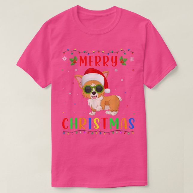 Camiseta Navidades de diseño de perro de corgi ligero de na (Diseño del anverso)