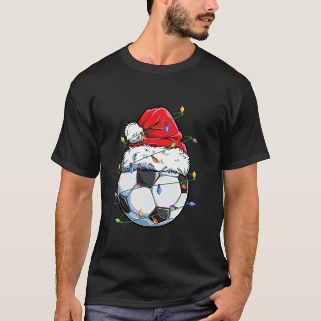 Camiseta Navidades de diseño deportivo de Santa Soccer Ball (Anverso)