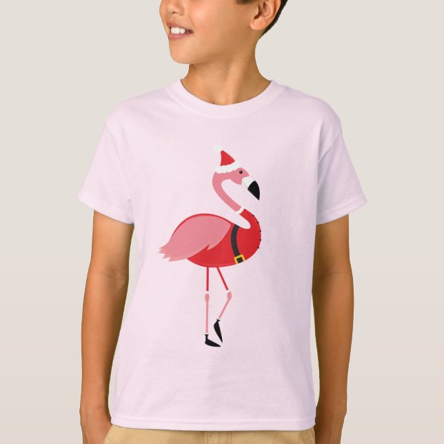 Camiseta Navidades de diversiones de Santa Flamingo (Anverso)