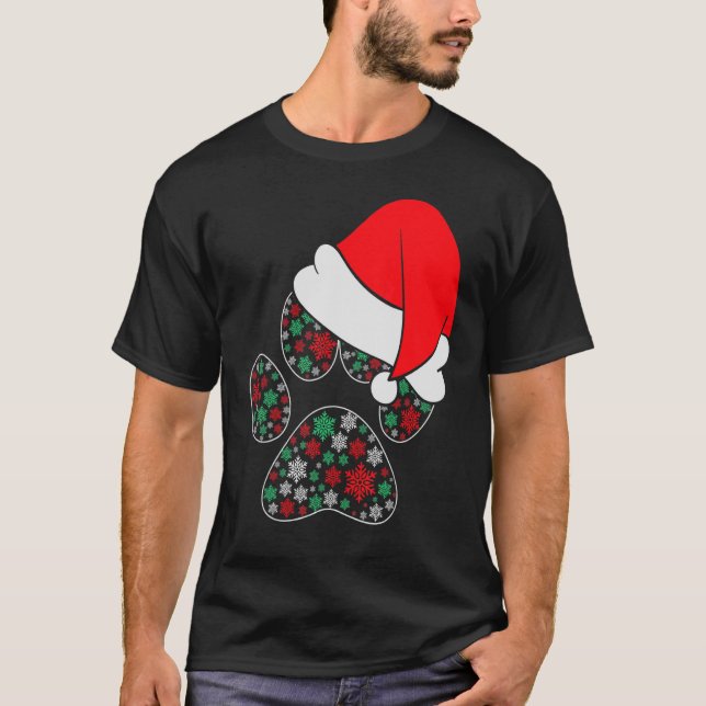 Camiseta Navidades de Dog Paw Patrón de Santa Hat Mascota X (Anverso)