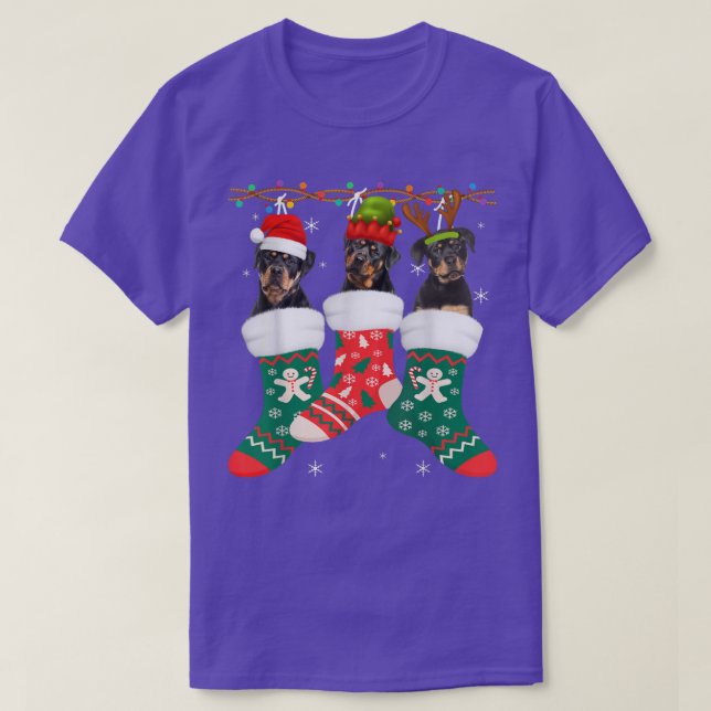 Camiseta Navidades de Dog Rottweiler se burlan de divertida (Diseño del anverso)