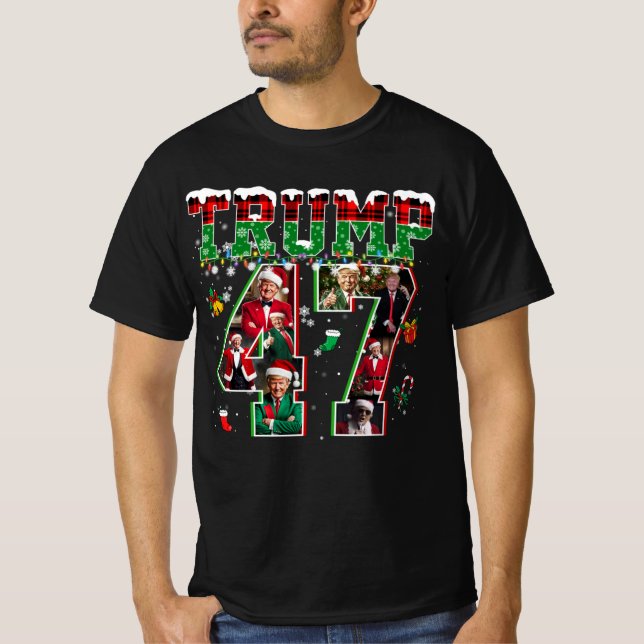 Camiseta Navidades de Donald Trump 47° presidente 2024 Sant (Anverso)