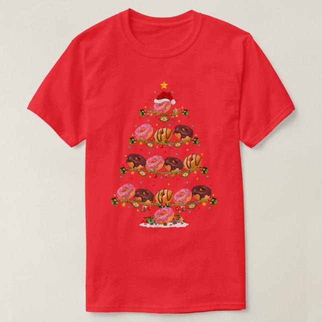 Camiseta Navidades de Donuts Lover Xmas iluminando Santa Do (Diseño del anverso)