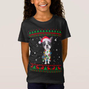 Camiseta Navidades de dulces feos alumbran Boston Terrier