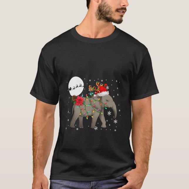Camiseta Navidades de Elefante de renos de Santa Lucía en p (Anverso)