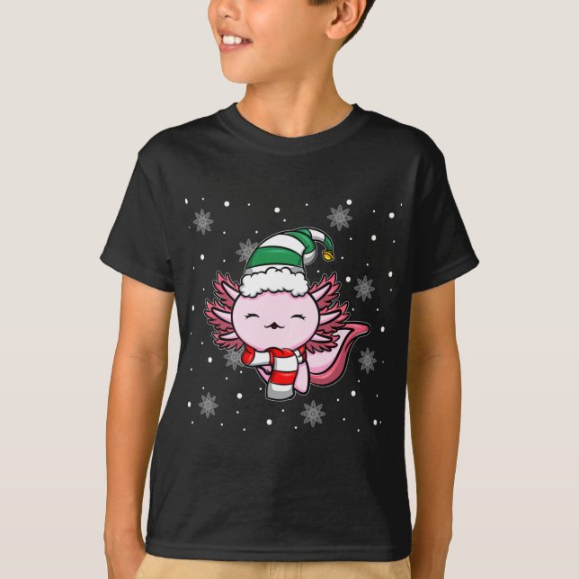 Camiseta Navidades de Elf de Cute Kawaii Axolotl (Anverso)