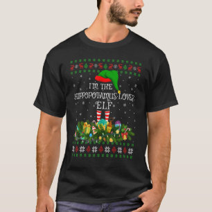 Camiseta Navidades de elfo feas hipopótamo de la familia