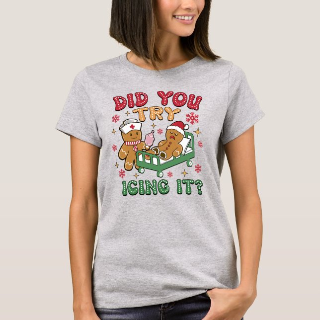 Camiseta Navidades de enfermería de Gingerbread Divertido (Anverso)