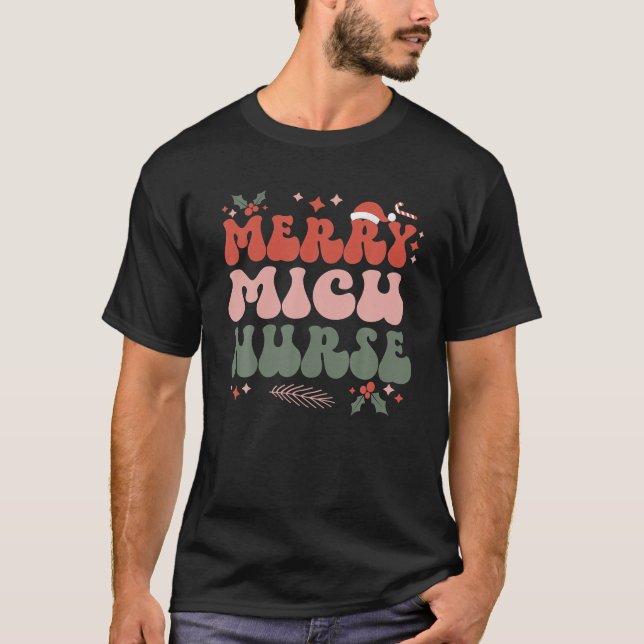 Camiseta Navidades de enfermería de Merry MICU Cuidados méd (Anverso)