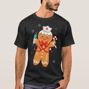 Camiseta Navidades de enfermería de pan de jengibre cocina 