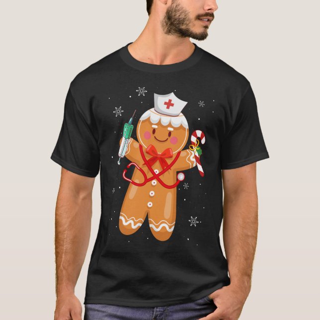Camiseta Navidades de enfermería de pan de jengibre cocina  (Anverso)