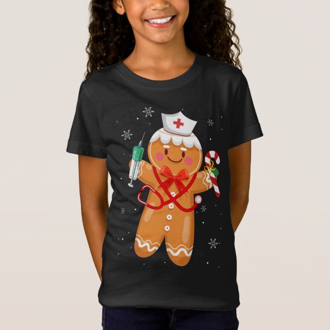 Camiseta Navidades de enfermería de pan de jengibre cocina  (Anverso)