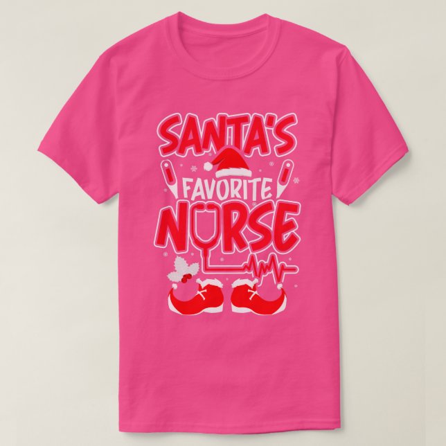 Camiseta Navidades de enfermería favoritos de Papá Noel (Diseño del anverso)