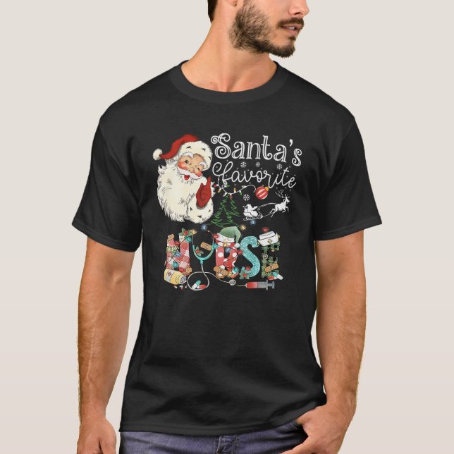 Camiseta Navidades de enfermería favoritos de Santa Enferme (Anverso)