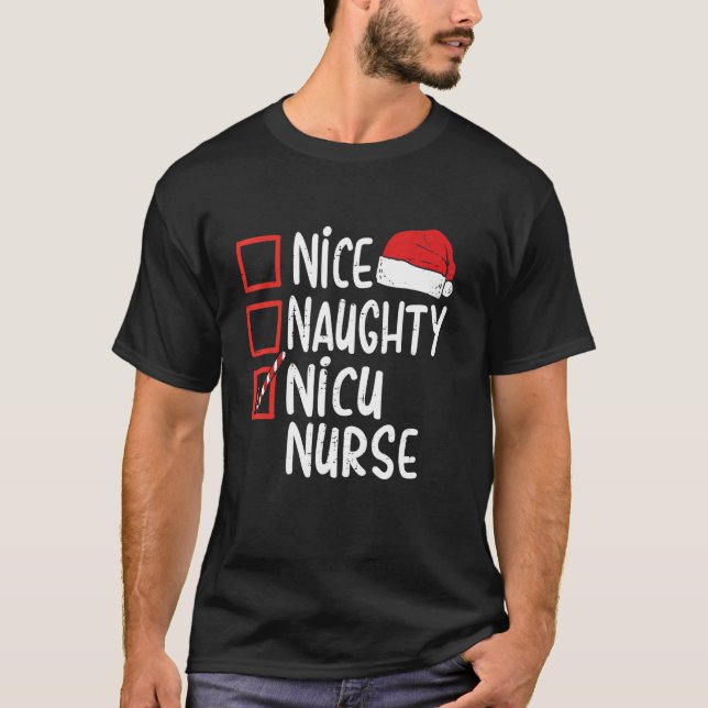 Camiseta Navidades de enfermería Naughty Nice Nicu Pajamas  (Anverso)