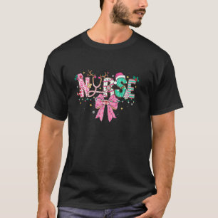 Camiseta Navidades de enfermería rosada Stethoscope Scrub C
