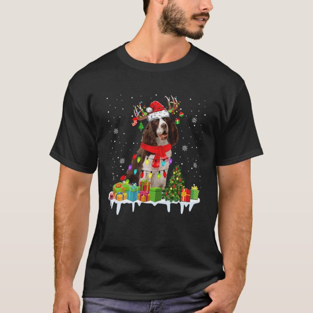 Camiseta Navidades de English Springer Spaniel iluminan San (Anverso)