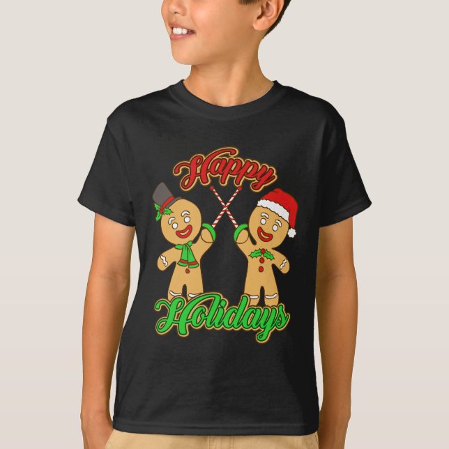 Camiseta Navidades de esgrima Gingerbread Hombres Navidad (Anverso)
