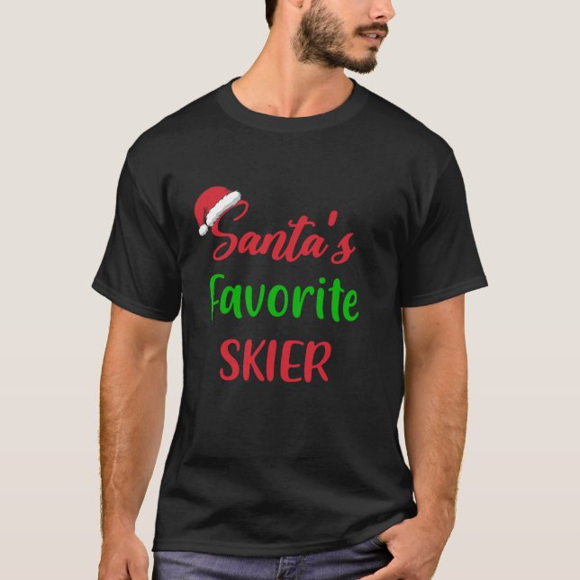 Camiseta Navidades de esquiar divertidos favoritos de Santa (Anverso)