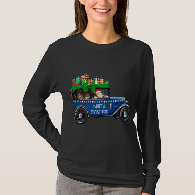 Camiseta Navidades de estantes cortos, refugios con Santa S (Anverso)