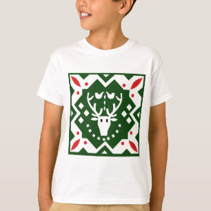 Camiseta Navidades de estilo nórdico Holiday Reindeo Verde