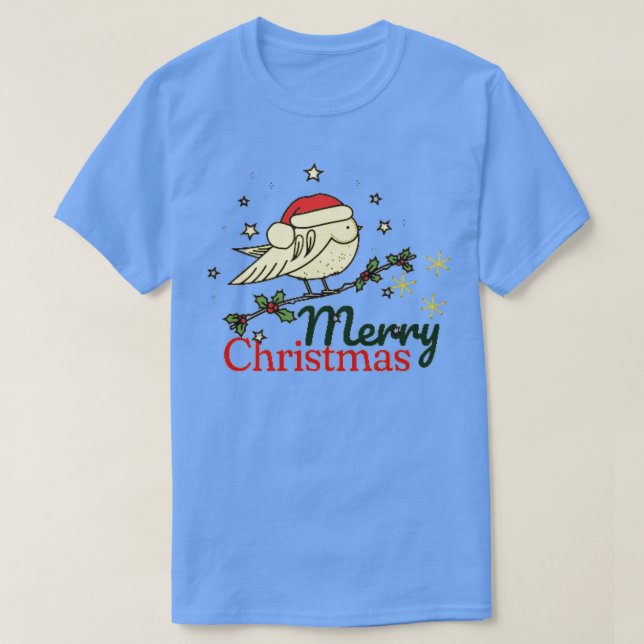 Camiseta Navidades DE ESTILO VINTAGE BIRD MERRY NAVIDAD (Diseño del anverso)