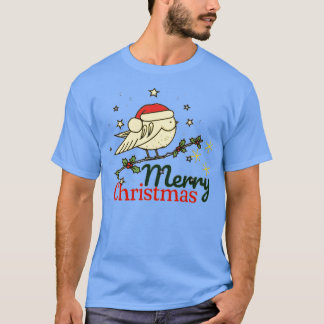Camiseta Navidades DE ESTILO VINTAGE BIRD MERRY NAVIDAD