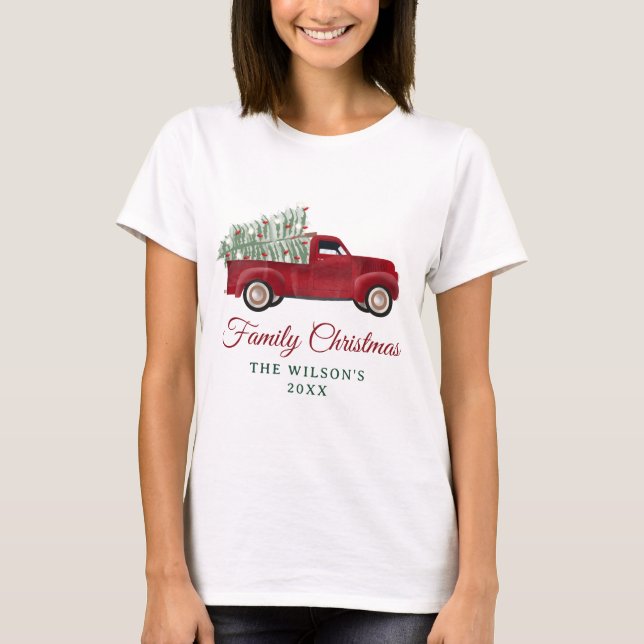 Camiseta Navidades de familia Camión de recogida Antiguo Ár (Anverso)