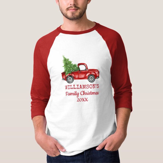 Camiseta Navidades de familia camionetas de época personali (Anverso)