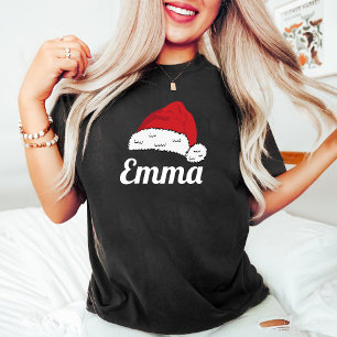 Camiseta Navidades de familia coincidentes Nombre Santa Hat