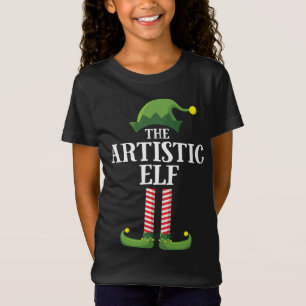 Camiseta Navidades de familia de pareja de elfo artístico F