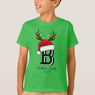 Camiseta Navidades de familia monograma con ropa de juego V
