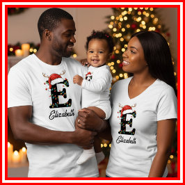 Camiseta Navidades de familia monogramados Antlers Santa Ha