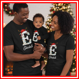 Camiseta Navidades de familia monogramados Antlers Santa Ha