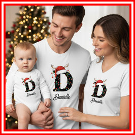 Camiseta Navidades de familia monogramados Antlers Santa Ha