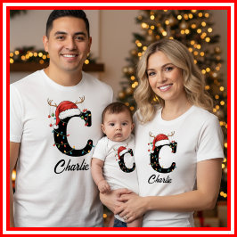 Camiseta Navidades de familia monogramados Antlers Santa Ha
