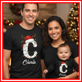 Camiseta Navidades de familia monogramados Antlers Santa Ha