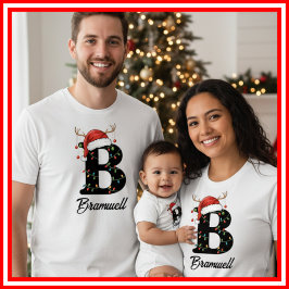 Camiseta Navidades de familia monogramados Antlers Santa Ha