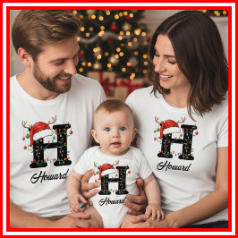 Camiseta Navidades de familia monogramados Antlers Santa Ha