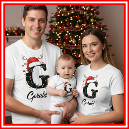 Camiseta Navidades de familia monogramados Antlers Santa Ha