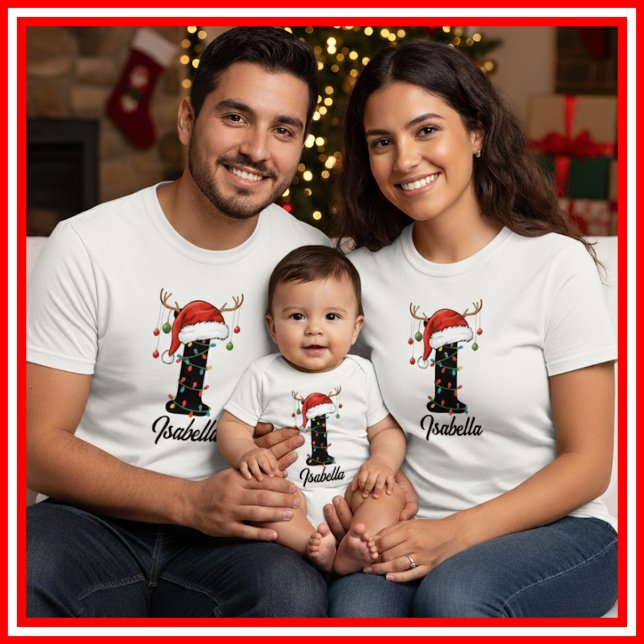 Camiseta Navidades de familia monogramados Antlers Santa Ha (Subido por el creador)