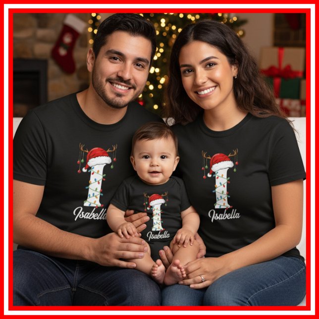 Camiseta Navidades de familia monogramados Antlers Santa Ha (Subido por el creador)
